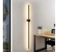 PTLYE Striscia LED Lunga lineare Girevole per Interni in Stile Nordico Moderno in Metallo per Camera da Letto Soggiorno (Nero-Luce Calda 60 cm)