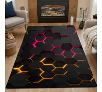 PTNQAZ Tappeto neon a nido d'ape, in poliestere di alta qualità, con base antiscivolo, design elegante, consistenza morbida, perfetto per aree ad alto traffico, case di famiglia, varie dimensioni