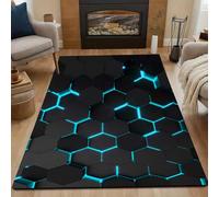 PTNQAZ Tappeto neon a nido d'ape, in poliestere di alta qualità, con base antiscivolo, design elegante, consistenza morbida, perfetto per aree ad alto traffico, case di famiglia, varie dimensioni