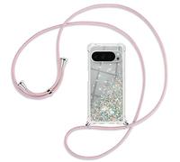Ptny Cover con Cordino Compatibile con Google Pixel 10/10 Pro, Glitter Sabbie Mobili Liquido Custodia, con Laccio a Tracolla Cordino Regolabile, per Google Pixel 10/10 Pro
