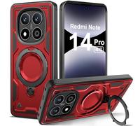Ptny Cover per Xiaomi Redmi Note 14 Pro 4G Cover con Supporto di Anello, Hard PC + TPU Dual Layer Ibrida Militare Antiurto Grado Militare Case per Xiaomi Redmi Note 14 Pro 4G Custodia, Rosso