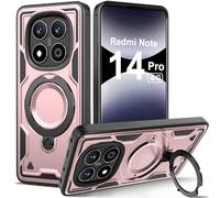 Ptny Cover per Xiaomi Redmi Note 14 Pro 4G Cover con Supporto di Anello, Hard PC + TPU Dual Layer Ibrida Militare Antiurto Grado Militare Case per Xiaomi Redmi Note 14 Pro 4G Custodia, Rosa Gold