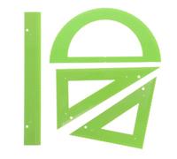 PTOOTP 4 Pezzi Set Righelli Tattili per Studenti Ciechi Goniometro Verde PP | Linee in Rilievo e Aree Testurizzate, Apertura Centrale di Allineamento, per Aula di Matematica e Didattica Speciale