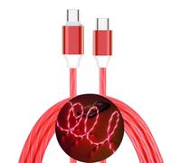 PTPLIFE Cavo di ricarica rapida USB C, 60 W, luce rossa fluente di tipo C, cavo di ricarica per auto da 1 m, per trasferimento dati e ricarica per tutti i dispositivi con connettore di tipo C (rosso)