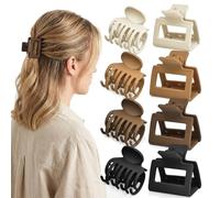 Ptrin Fermagli per capelli da donna, piccoli, a doppia fila, antiscivolo, adatti per donne e ragazze, ideali per capelli sottili, spessi e ricci, con clip quadrate, 8 pezzi (B-2)