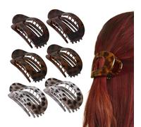 Ptrin Fermagli per capelli per donne e ragazze, 6 fermagli piatti per capelli spessi e sottili, grandi, opachi, antiscivolo, per ragazze (leopardo)