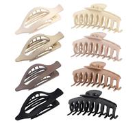 Ptrin Fermagli piatti per capelli, grandi, antiscivolo, per capelli lisci, ricci e mossi, per donne e ragazze, 2 stili, 8 pezzi (B-9)