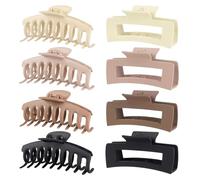 Ptrin Grandi fermagli per capelli spessi, fermagli per capelli da donna, corti e sottili, clip a banana opache, con forte presa, per ragazze e donne, 8 pezzi (B-1)