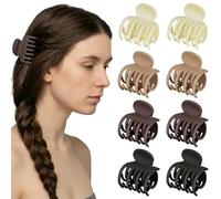 Ptrin Piccoli fermagli per capelli, a doppia fila, antiscivolo, per capelli sottili, colori naturali opachi, accessori per capelli per donne e ragazze, coda di cavallo alta, 8 pezzi (A-6)