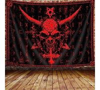 Ptrxobj Arazzo a testa di capra, pentagramma, gotico, diavolo, demone, baphomet, simbolo satanico, arazzo misterioso hippie, piccolo da appendere alla parete, per soggiorno, 152,4 x 101,6 cm