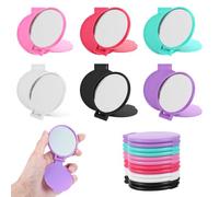 Ptwola 12 mini specchi pieghevoli da 6,1 cm vintage tascabili piccoli specchi da viaggio rotondi compatti portatili pieghevoli per trucco per donne ragazze borsa uso quotidiano bomboniere regali