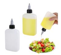 Ptwola 2 piccole bottiglie per condimenti, in plastica, a prova di perdite, ricaricabili, per salse, insalata, olio, ketchup, senape, cucina