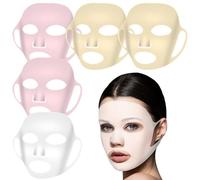 Ptwola 5 fogli di copertura per maschera viso riutilizzabile in silicone per il vapore del viso, idratante 3D, per la cura della pelle (1 trasparente + 2 oro + 2 rosa)