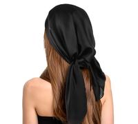 Ptwola Sciarpa di seta bandana turbante donna nera quadrata sciarpa bandana bandana sciarpa per capelli notturni grande sciarpa alla moda sciarpa per dormire 69,8 cm Halloween