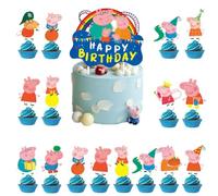 Ptydecta Decorazioni per torte topper per cupcake Principessa Happy Birthday Topper per Cake Top per Bambini Temi Anime Popolari (D)