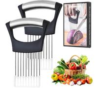 Ptyism 2 affettatrici per cipolle (con coperchio protettivo), supporto per affettare verdure, carne, per tagliare verdure, frutta, patate, avocado, carne