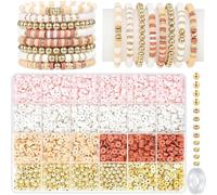 Ptyism 3000+ Pezzi Set di Perline in Argilla Rosa Con Corda Per Braccialetti Kit | Clay Bead Per Kit di Braccialetti di Fascino Fai-da-te Regalo di Arti e Mestieri