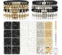 Ptyism Set di 3000+ Perline in Argilla Con Corda Per Braccialetti Kit - Clay Bead Per Braccialetti di Fascino Fai-da-te - Regalo di Arti e Mestieri