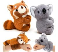 PtyPop 2 Peluche Braccialetti Slap Koala Panda Rosso(20cm), Animali di Peluche Giocattoli, Peluches Animali Braccialetti Slap per Compleanno Regalo Bambini Bambina (Koala Panda Rosso)