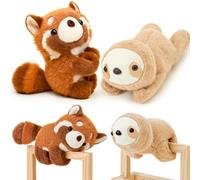 PtyPop 2 Peluche Braccialetti Slap Koala Panda Rosso(20cm), Animali di Peluche Giocattoli, Peluches Animali Braccialetti Slap per Compleanno Regalo Bambini Bambina (Bradipo Panda Rosso)