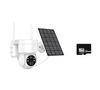 PTZ IP Camera Outdoor Wireless Solar With Panel 4MP HD Built-in 7800mAh Recharge Battery PIR Human Alarm iCsee Rilevamento del movimento(White Add 128G Card)