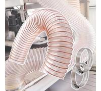 PU Air Duct Flexible Ducting Hose, 40mm 50mm 60mm with Clamps, for Industrial Transportation, Wall Thickness 1.5mm(10m/32.8 ft,90mm/3.5in)