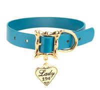 PU Collar Lady and the Tramp Blue PU w/LADY 194 Heart Charm XX-Large