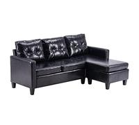 PU Combination Divano Couch Comfortable L-Shape 194 x 126 x 89 cm Convertible Design Simple Assembly (Colore: White-Patch Five-Pointed Star4, Size: Three Seat) (D Three Seat)