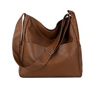 PU Donne Moda E Casual Borsa A Tracolla Auto Cucito Tono Solido Tote Bag Casual Crossbody Bag 3/4 Frizione 420 Catena, Marrone, Taglia unica