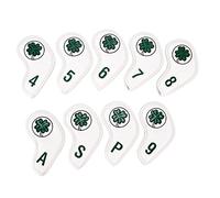 PU Iron Head Covers Set 9Pcs | Weatherproof & Sun Defense | Hook & Loop Design for Secure Fit | 4-9, P, S, A Numbered Covers | Thick Plush Interior Padding (White)