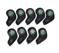 PU Iron Head Covers Set 9Pcs | Weatherproof & Sun Defense | Hook & Loop Design for Secure Fit | 4-9, P, S, A Numbered Covers | Thick Plush Interior Padding (Black)