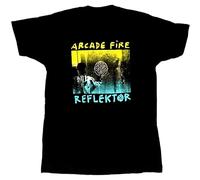 PU KOU Arcade Fire Reflektor T Shirt Band Soft Black XL Unisex 100% Cotton Short-Sleeve T-Shirts Black XXL