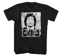 PU KOU Rambo First Blood Mugshot Movie Short Shirt Cotton Unisex Black M