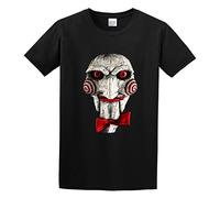 PU KOU Saw Jigsaw Horror Torture Movie Fan Unisex 100% Cotton Short-Sleeve T-Shirts Black L