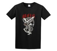 PU KOU Sick of It all Eagle Unisex 100% Cotton Short-Sleeve T-Shirts Black M