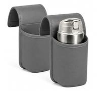 PU Leather Car Door Cup Holder, Wide-Mouth Organizer for Drinks and Phone (2pcs Gray)