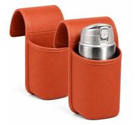 PU Leather Car Door Cup Holder, Wide-Mouth Organizer for Drinks and Phone (2pcs Orange)