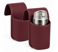 PU Leather Car Door Cup Holder, Wide-Mouth Organizer for Drinks and Phone (2pcs Red)