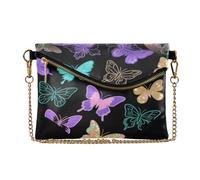 PU Leather Clutch Borse per le Donne Trendy Borsa da Sera per Viaggio Falso Glitter Paillettes Farfalla Nero bolso de noche para mujer elegante