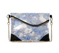 PU Leather Clutch Borse per le Donne Zipper Foldover Borse a Spalla per Viaggio Elegante Bianco Pappagallo Fiore Blu sobre de mano para mujer elegante