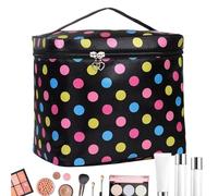 PU Leather Cosmetic Bag, Square Handle Cosmetic Bag, Colorful Dots Design, Makeup Bag, Large Compartment Bag, Versatile Toiletry Bag, Travel Cosmetic Organizer, Stylish Beauty Bag, Durable Makeup Case