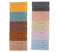 PU Leather Handmade Labels 20Pcs | Sturdy & Soft DIY Sewing Tags for Bags/Wallets/Crafts | Customizable Fabric Labels for Personalized Items