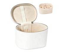 PU Leather Makeup Bag, Large Travel Cosmetic Case, Removable Divider, multicolore, White, riferimento alla descrizione