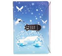 PU Leather Password Notebook, A5 Blue Diary with Lock, Journal with Cat Paw Combination Lock(A)