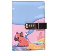 PU Leather Password Notebook, A5 Cute Carton Animal Journal with Combination Lock, Personal Diary with Lock(Puppy)