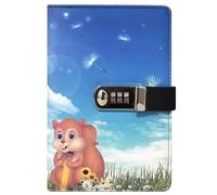 PU Leather Password Notebook, A5 Cute Carton Animal Journal with Combination Lock, Personal Diary with Lock(Squirrel)