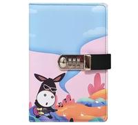 PU Leather Password Notebook, A5 Cute Carton Animal Journal with Combination Lock, Personal Diary with Lock(Donkey)