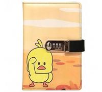 PU Leather Password Notebook, A5 Cute Carton Animal Journal with Combination Lock, Personal Diary with Lock(Duck)