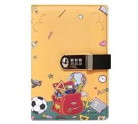 PU Leather Password Notebook, A5 Cute Carton Animal Journal with Combination Lock, Personal Diary with Lock(Schoolbag)