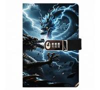 PU Leather Password Notebook, A5 Dragon Journal with Combination Lock, Personal Diary with Lock(A)